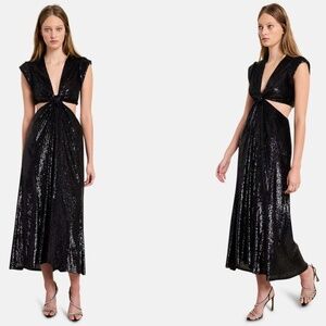 Black Sequin ALC Midi Cut Out Dress - Medium